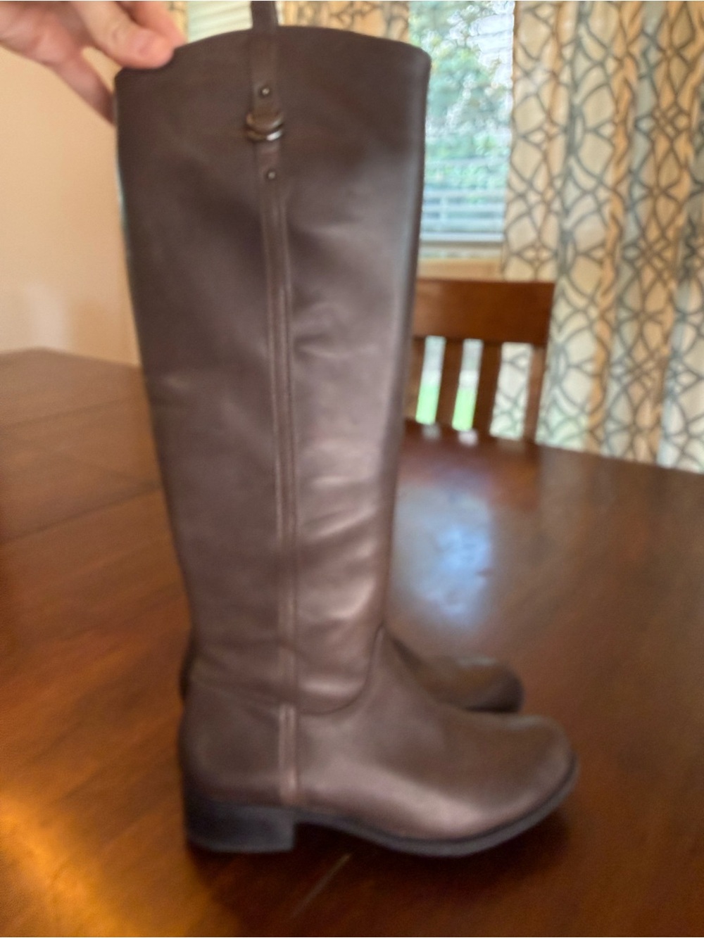 Gianni Bini Tall Leather Riding Boots - Dark Brown